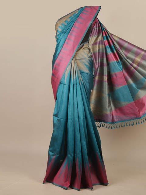 

Pothys Blue & Pink Jute Silk Saree