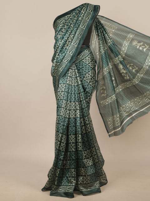 

Pothys Green & Cream-Coloured Floral Printed Saree