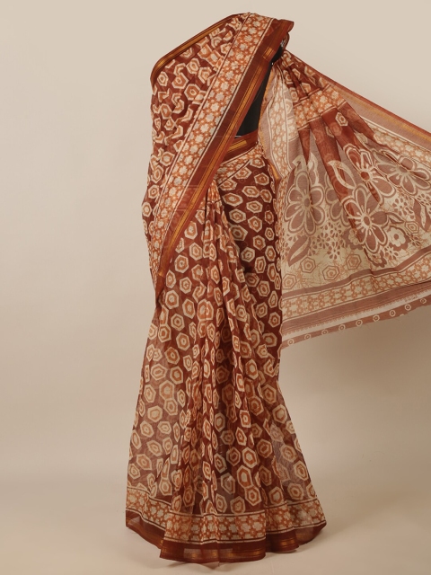 

Pothys Brown & Tan Zari Cotton Blend Saree