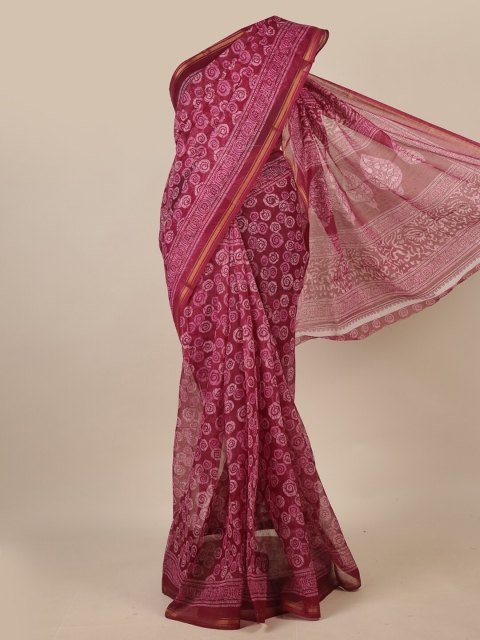 

Pothys Pink Floral Zari Saree