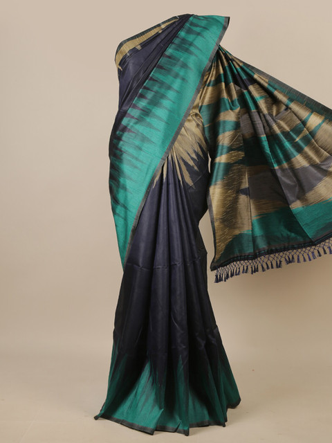 

Pothys Navy Blue & Green Woven Design Jute Silk Saree