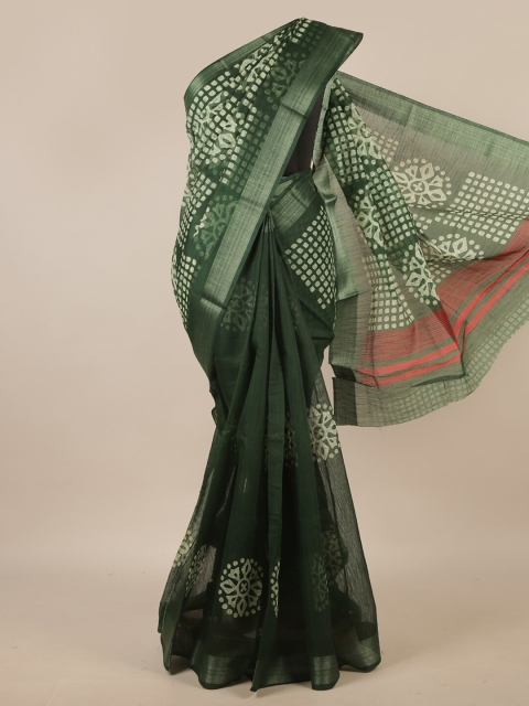 

Pothys Green & White Ethnic Motifs Zari Saree