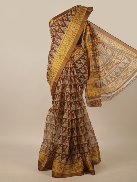 

Pothys Brown & White Printed Saree