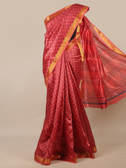 

Pothys Pink & Gold Paisley Zari Saree