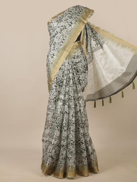 

Pothys Cream-Coloured & Black Ethnic Motifs Zari Saree