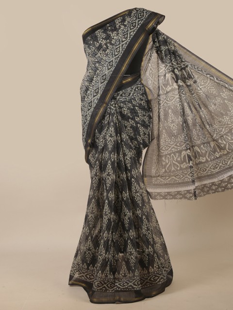 

Pothys Grey & White Ethnic Motifs Printed Zari Saree
