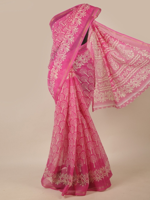 

Pothys Pink & Beige Floral Saree