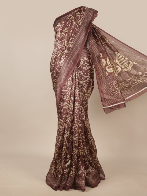 

Pothys Purple & Cream-Coloured Printed Saree