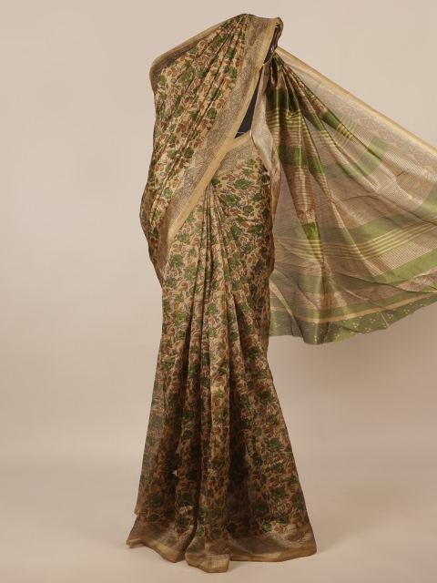 

Pothys Tan Floral Cotton Blend Saree