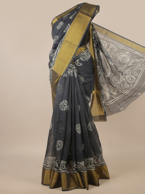 

Pothys Grey Floral Printed Saree