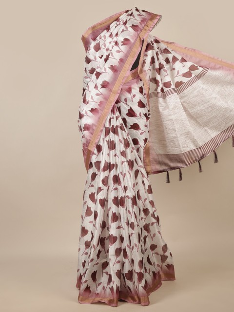 

Pothys White & Maroon Floral Saree