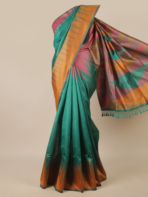 

Pothys Green & Orange Zari Jute Silk Saree