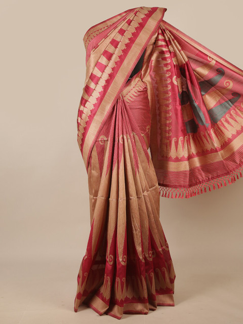 

Pothys Brown & Fuchsia Jute Silk Saree