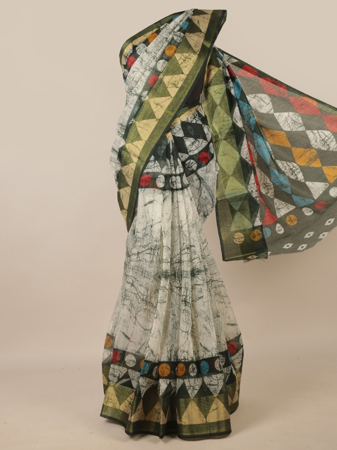 

Pothys Off White & Green Zari Saree