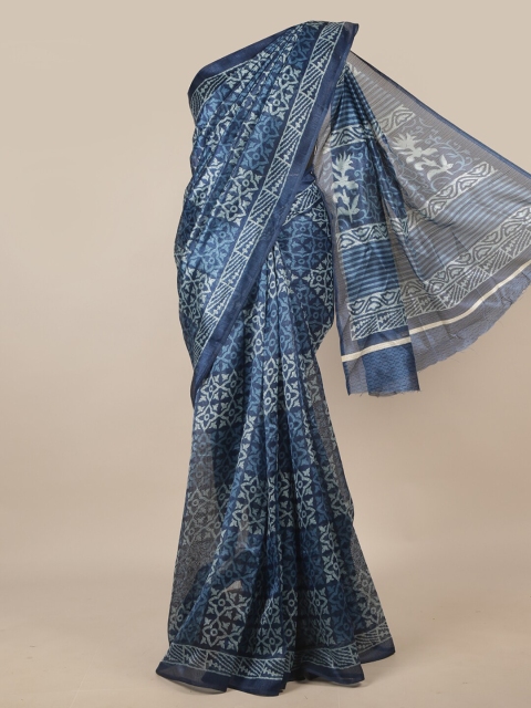 

Pothys Blue & White Ethnic Motifs Printed Saree