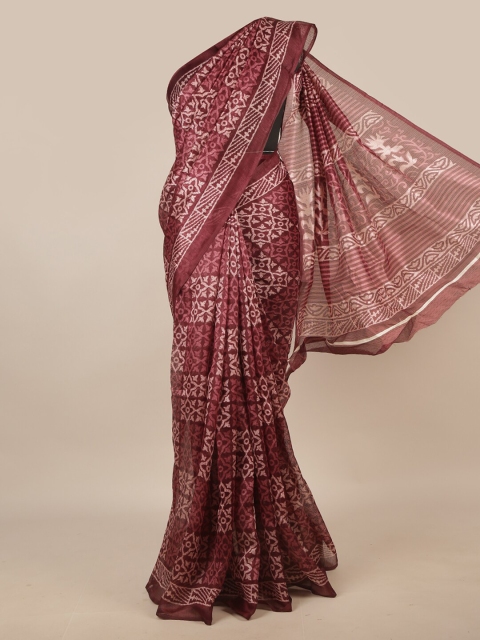

Pothys Maroon & Cream-Coloured Batik Saree