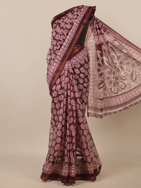 

Pothys Purple & White Printed Zari Saree