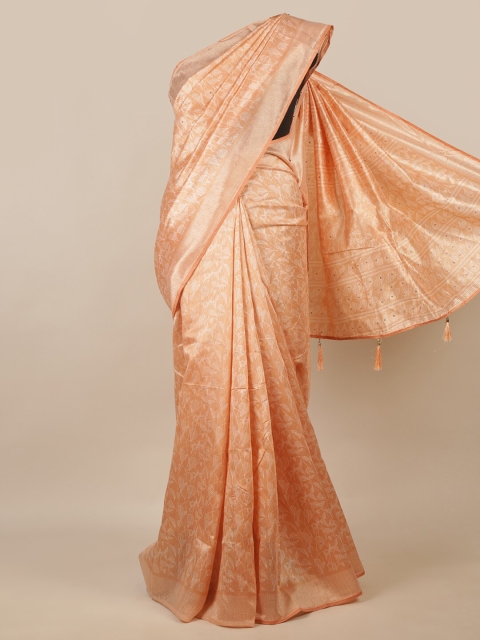 

Pothys Peach-Coloured & White Floral Printed Saree
