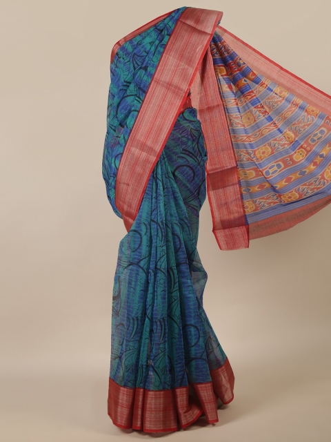 

Pothys Blue & Red Printed Zari Saree