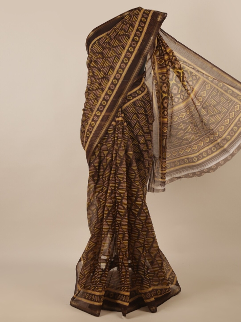 

Pothys Brown & Yellow Printed Zari Saree