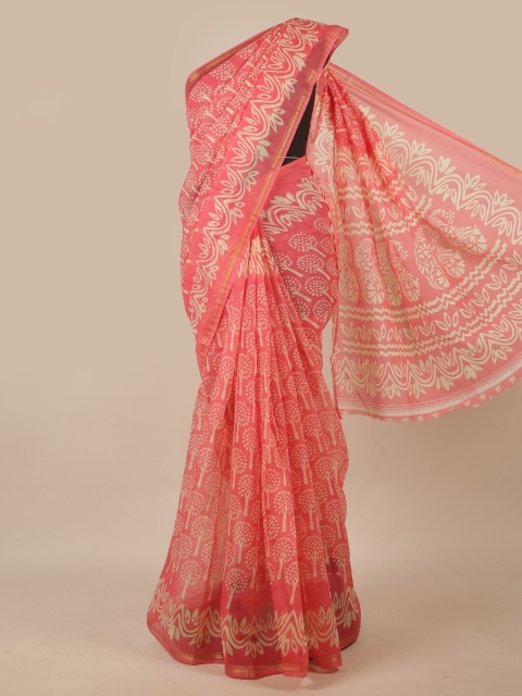 

Pothys Pink & White Floral Printed Saree