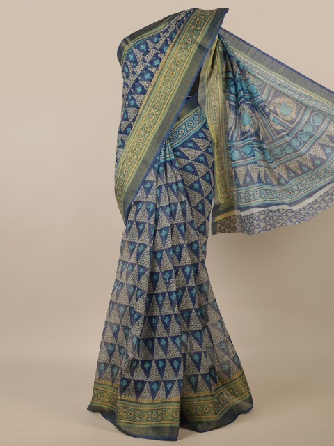 

Pothys Blue & Green Ethnic Motifs Saree