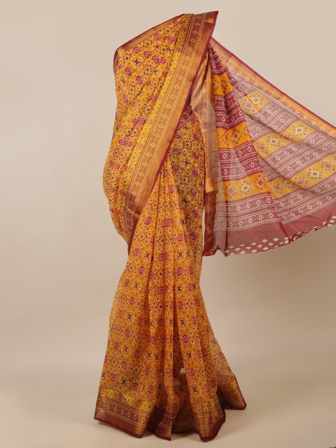 

Pothys Mustard & Magenta Woven Design Saree