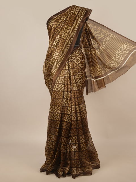 

Pothys Brown & Cream-Coloured Ethnic Motifs Printed Saree