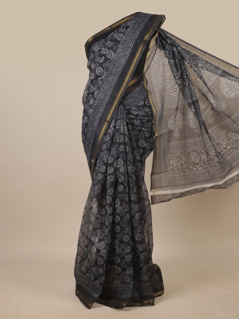 

Pothys Black & Gold-Toned Printed Zari Saree