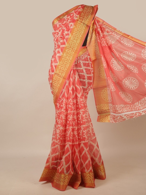 

Pothys Pink & White Ethnic Motifs Zari Saree