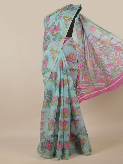

Pothys Blue & Green Floral Saree