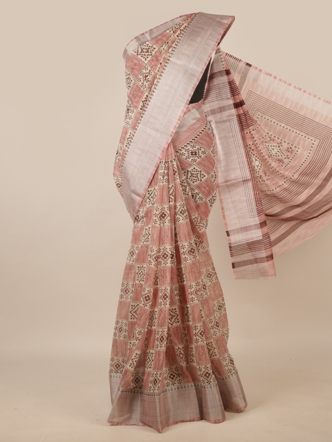 

Pothys Mauve & Cream-Coloured Printed Zari Saree