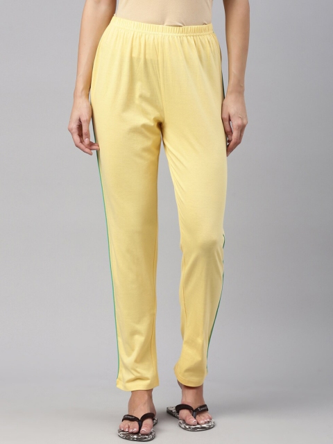 

A3A Women Yellow Solid Pure Cotton Lounge Pants