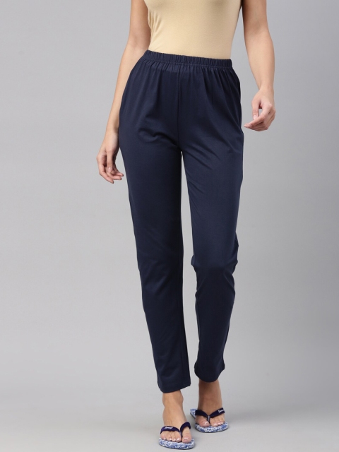 

A3A Women Navy Blue Solid Pure Cotton Lounge Pants