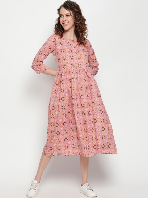

THE NKS PLUS Pink Ethnic Motifs Midi Dress