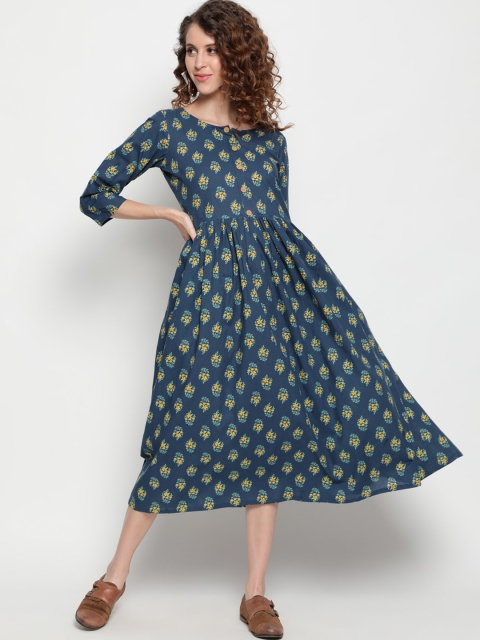 

THE NKS PLUS Green Ethnic Motifs A-Line Midi Dress