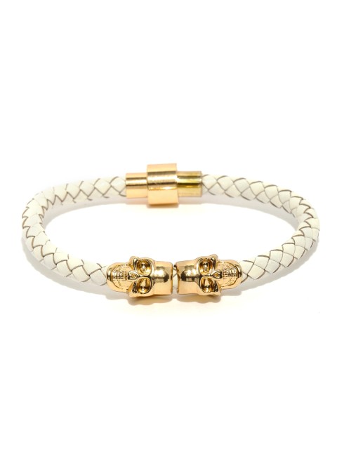 

The Bro Code Men White Braided Skull Bracelet
