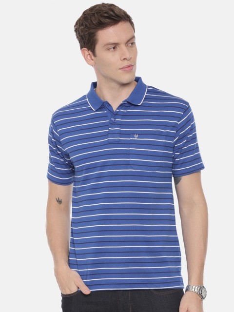 

Classic Polo Men Blue Striped Polo Collar Cotton T-shirt