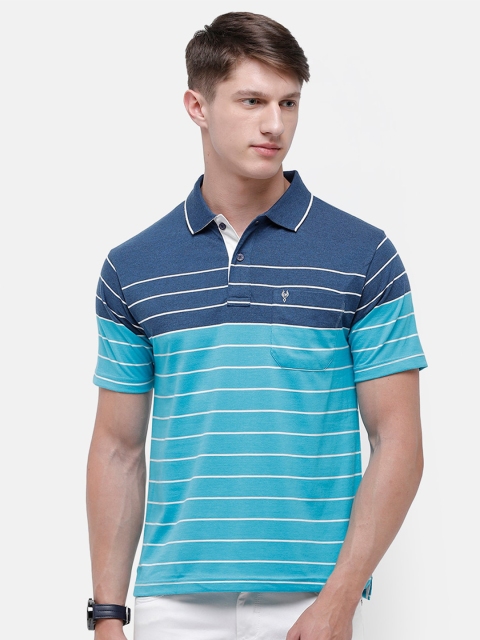 

Classic Polo Men Multicoloured Striped Polo Collar Pockets T-shirt, Multi