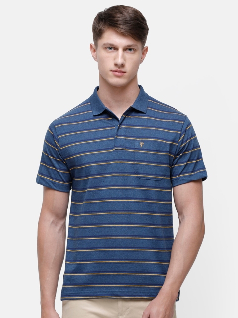

Classic Polo Men Multicoloured Striped Polo Collar Pockets T-shirt, Multi