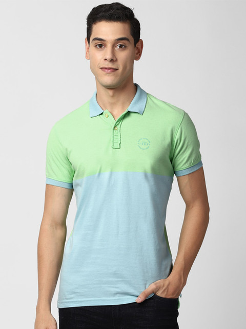 

Peter England Casuals Men Green Polo Collar Applique Slim Fit T-shirt