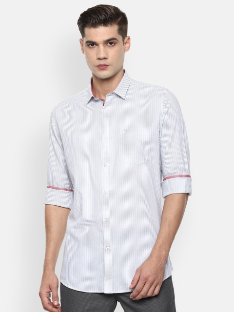 

Van Heusen Sport Men White & Blue Opaque Striped Casual Shirt