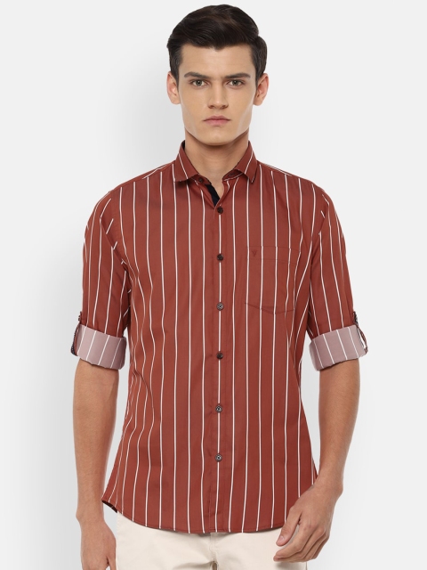 

Van Heusen Sport Men Maroon Opaque Striped Casual Shirt