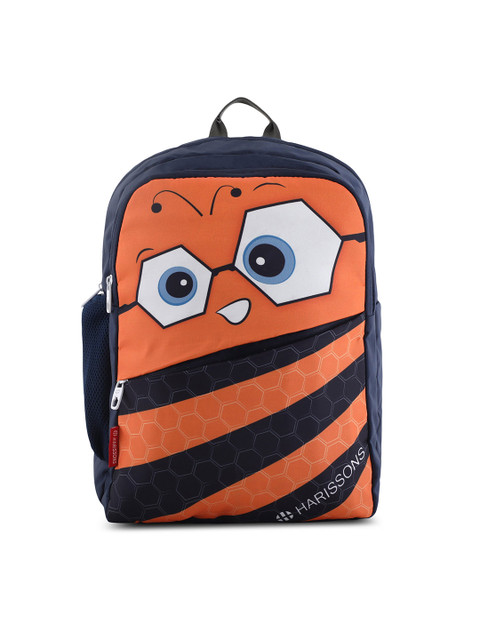 

Harissons Unisex Navy Blue & Orange Graphic Backpack