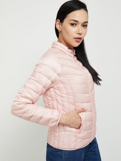 

max Women Pink Checked Windcheater Padded Jacket