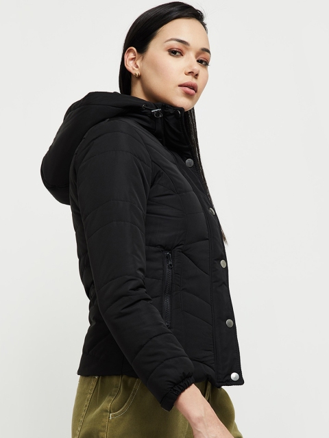 

max Women Black Windcheater Padded Jacket