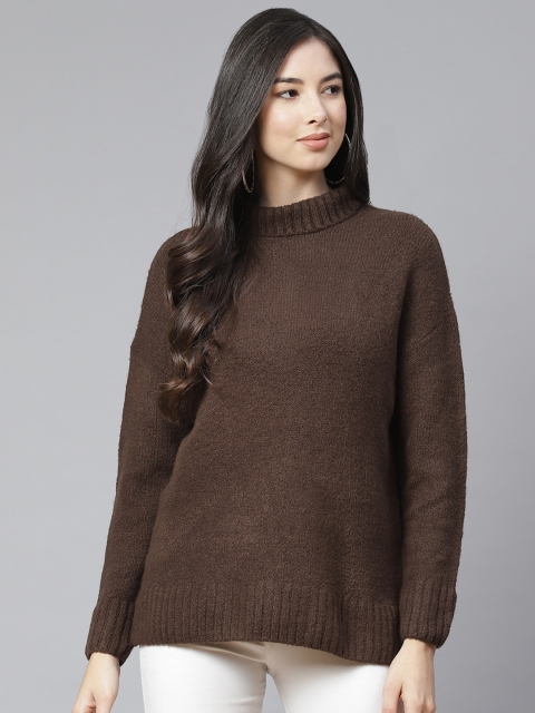 

RUNWAYIN Women Brown Pullover