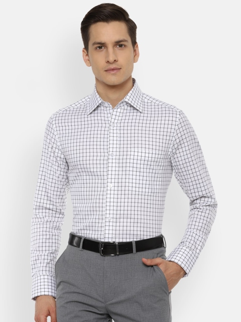 

Louis Philippe Men White Opaque Checked Cotton Formal Shirt