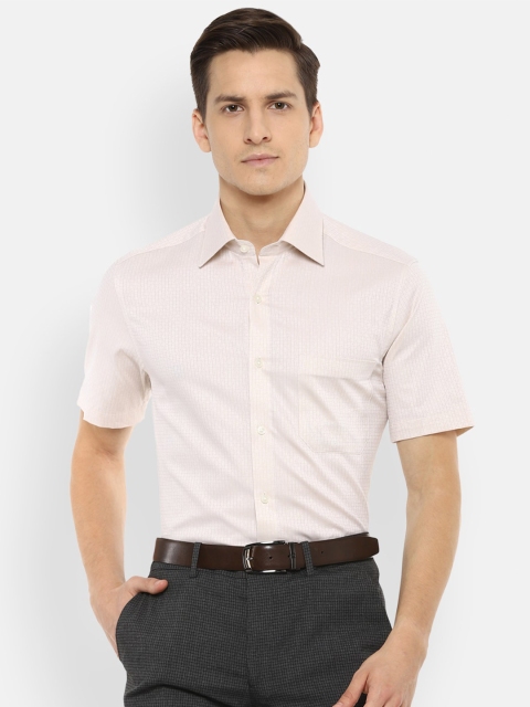 

Louis Philippe Men Cream-Coloured Opaque Checked Pure Cotton Formal Shirt