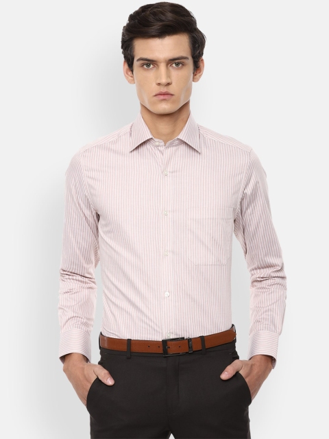 

Louis Philippe Men Beige Opaque Striped Cotton Formal Shirt